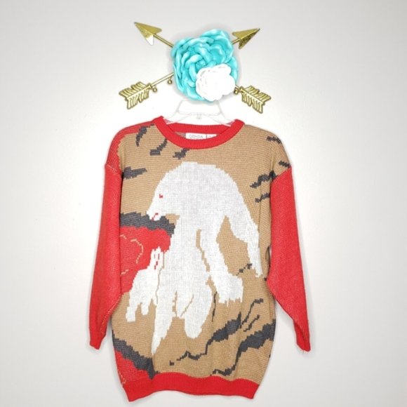Vintage Sweaters - Genoa by Brenda Lim Bear & Cub Sweater Sz M